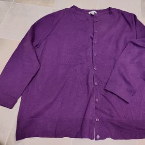 Size 2X 3/4 Sleeve Plum Purple Buttoned Sweater